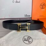 NEW! Replica Hermes Brush belt buckle & Black Reversible Leather strap 38 mm